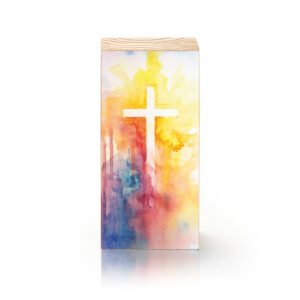 Totem Decorativo 'Cruz em Aquarela'